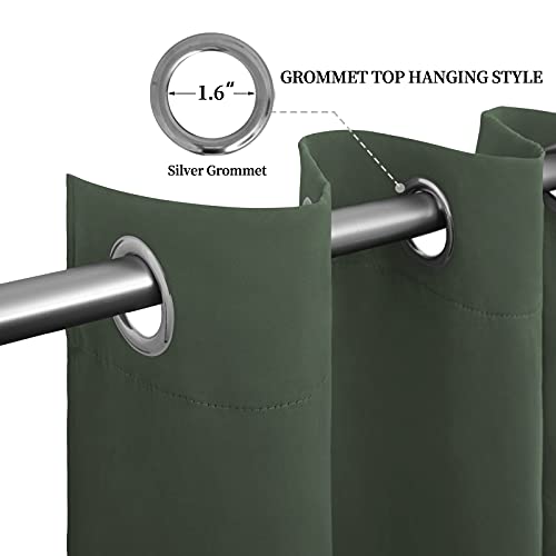 Easy-Going Blackout Curtains, Greyish Green Thermal Insulated Drapes 52x46