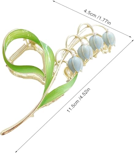Metal Floral Hair Claw Clip Blue Orchid Lily Flower Jaw Clamp