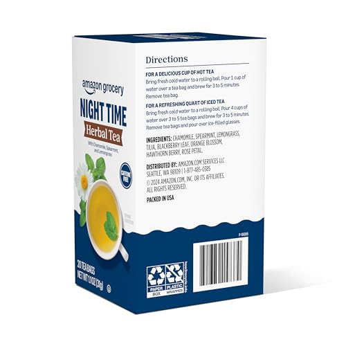 Caffeine-Free Night Time Herbal Tea - 20 Bags, Chamomile & Mint