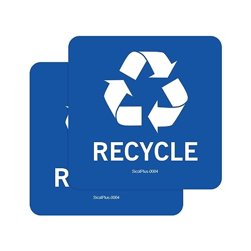 SICOL Plus Recycle & Trash Can Stickers - 4x4 Inch Vinyl Decals (2 Pcs)