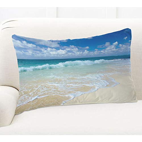 EKOBLA Tropical Beach Lumbar Pillow Cover, 20x30 Inch Microfiber Cushion Case