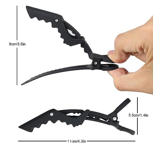 GlamorDove Matte Alligator Hair Clips 6-Pack for Styling and Sectioning