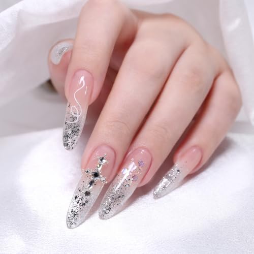 Imtiti Silver Glitter Gel Nail Polish Diamond Sparkle Soak Off UV LED 10ML