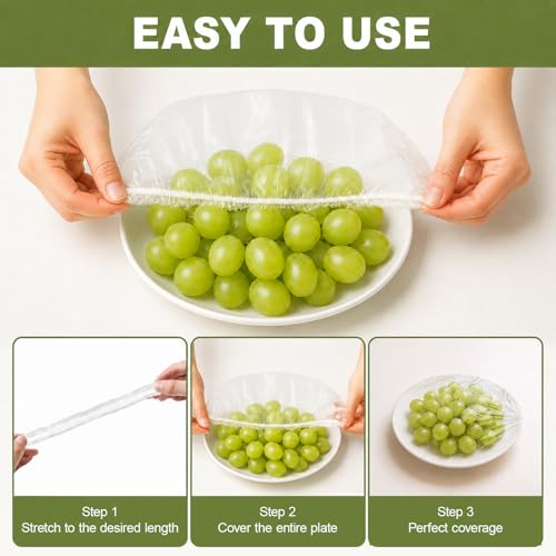 300PCS Reusable Bowl Covers - BPA-Free Elastic Food Wraps