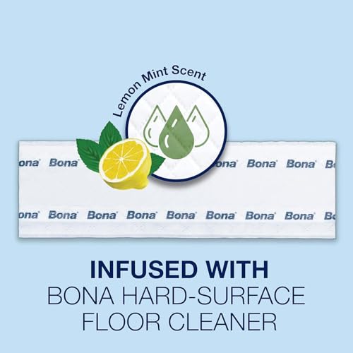 Bona Disposable Wet Cleaning Pads for Hard-Surface Floors - Lemon Mint, 12 Count