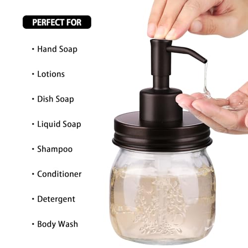 Amolliar Mason Jar Liquid Soap Dispenser - 10oz Glass Pump - Bronze