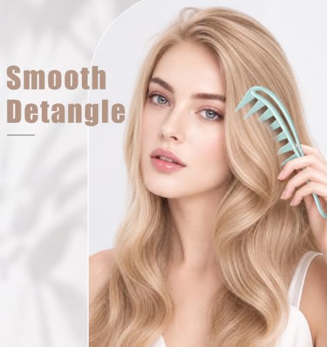 FRCTLNKG 4-Pack Wide Tooth Hair Combs Set for Detangling & Styling