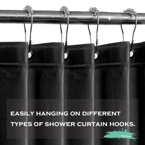 Eazzier Bath Black Plastic Shower Curtain Liner, 72x72 Inch, B03-black