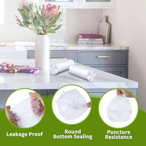 4-Gallon Clear Trash Bags, 150 Count - Strong Leak-Resistant