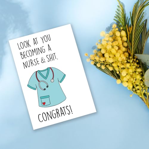 Funny Nurse Graduation Card - Congratulations Gift for New RN