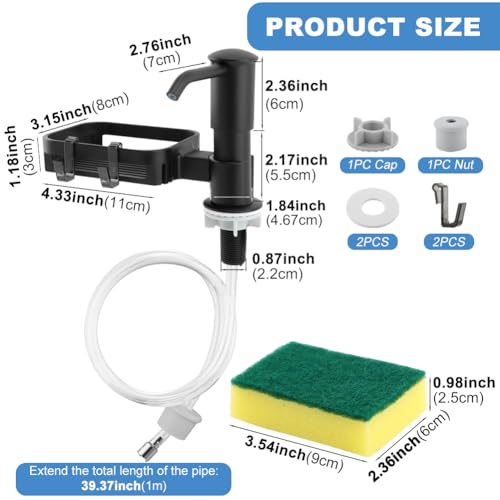 Zorivane Black Kitchen Sink Soap Dispenser - No Leak, Easy Install
