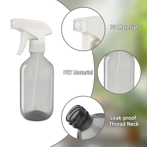 YOLCAR 300ml Clear Black Plastic Spray Bottle with Adjustable Nozzle