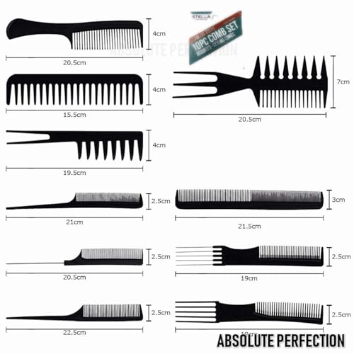 10-Piece Professional Salon Hair Styling Comb and Brush Set