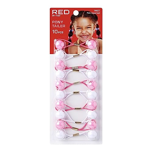 RED by Kiss 16mm Ball Hair Ties, 10 Pack Colorful Bubble Ponytail Holders