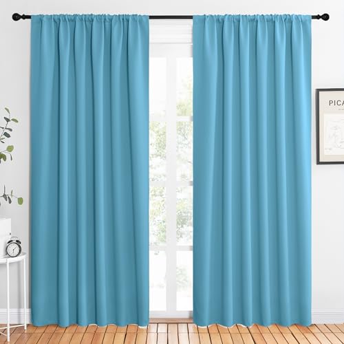 NICETOWN Blackout Curtains 62x84 Inch Rod Pocket Thermal Drapes, Teal Blue