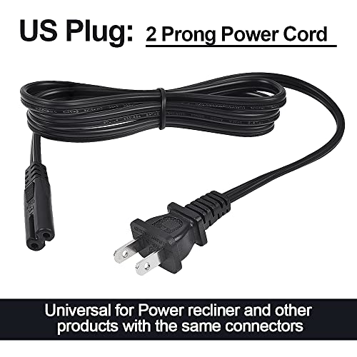 4ft AC Power Cord for Electric Recliner and Lift Chair - Universal 2-Slot