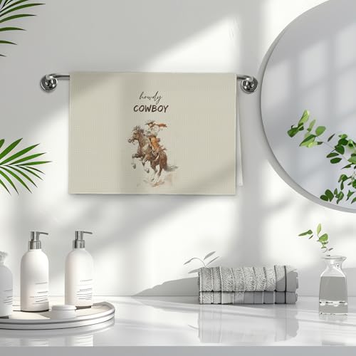 Western Cowboy Kitchen Towels Set of 2 - Retro Decorative Hand Towels