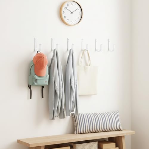 10-Pack Heavy Duty White Wall Hooks - Rust-Resistant Aluminum