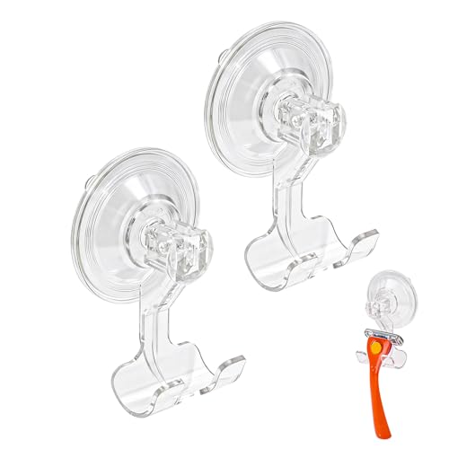 2-Pack Suction Cup Razor Holder for Billie Razors - Clear Shower Wall Hook