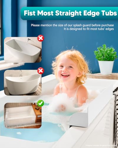 Duseu Silicone Bathtub Splash Guard with 10 Suction Cups