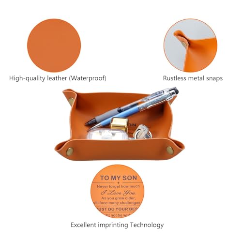 To My Son Inspirational Leather Tray - Gifts from Mom for College
