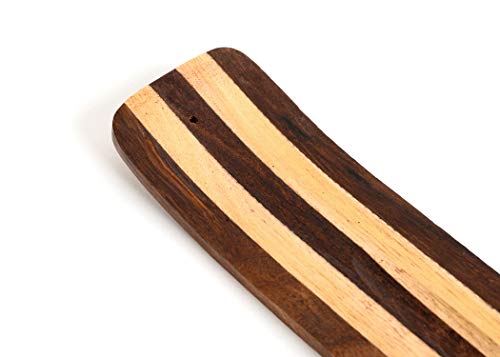 Handmade Two-Toned Wooden Incense Holder - 10 Inch Ash Catcher