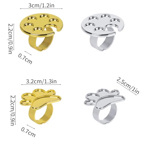 ANNUP 4 Pack Metal Nail Art Palette Finger Rings for Polish Mixing