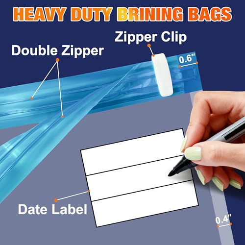 Large Turkey Brine Bags - 2 Pack, 26" x 22", Double Sealing