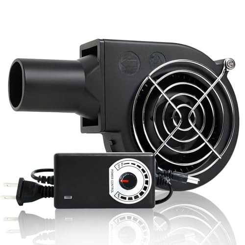 KUNRISE 97mm Diameter 110V/120V Variable Speed Centrifugal Blower Fan for BBQ, Fireplace, Camping, Wood Stove