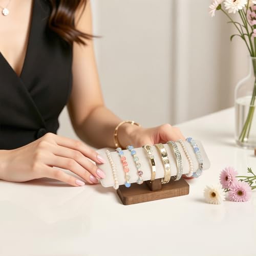 KUKUVR Wooden Jewelry Display Stand - T-Bar Organizer for Bracelets & Watches
