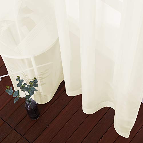 NICETOWN 96-Inch Cream Beige Sheer Curtain Panels - Voile Window Treatments
