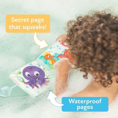 Nuby Bath Fun Time Book with Water-Proof Pages & Surprise Squeaker - Bath Time Book for Babies & Toddlers, 0 M+
