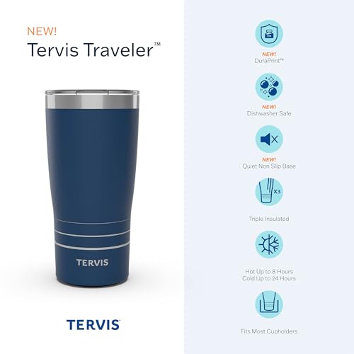 Tervis Traveler Rainbow Flavor Ombre Triple Insulated Tumbler Travel Cup Keeps Drinks Cold & Hot, 20oz, Stainless Steel