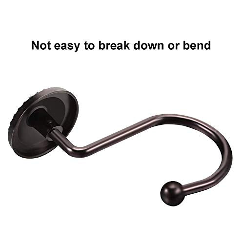 Oil Rubbed Bronze Shower Curtain Hooks - 12 Rustproof Metal Rings
