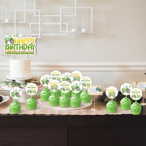 Tractor Birthday Decoration Set - 13pcs Cake & Cupcake Toppers