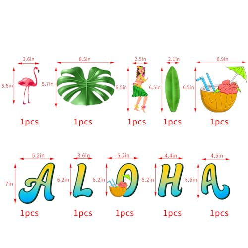 Aloha Banner Tropical Hawaiian Party Decoration Sign for Luau Summer Beach