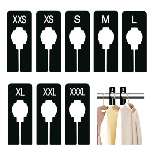 8 Pack Clothing Rack Dividers - Preprinted Size Labels for Organizing Closet