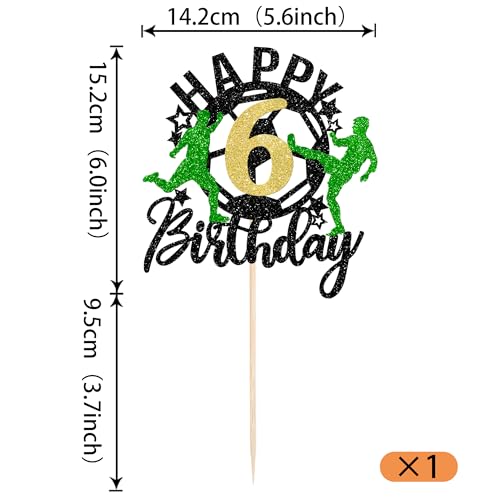 Soccer 6th Birthday Cake Topper - Football Theme Party Decoration