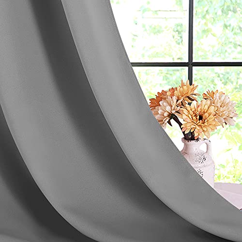 NICETOWN Silver Gray Blackout Curtains, 70" x 84" (2 Panels)
