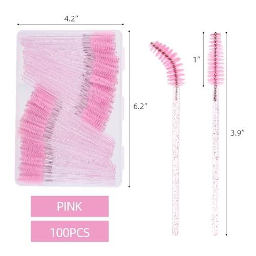 Tbestmax 100 Pcs Disposable Mascara Wands & Eyelash Spoolie Brushes