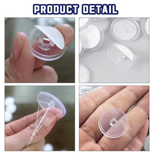 100 Pack Self-Adhesive Ceiling Hooks - Transparent Sticky Hangers for Decorations