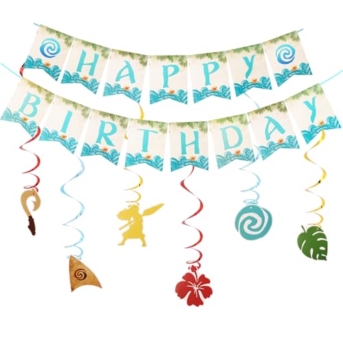Chanaco Tropical Moana Birthday Decoration Set - Blue Party Supplies