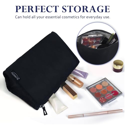 Aosbos Black Travel Makeup Bag Waterproof Cosmetic Organizer Pouch