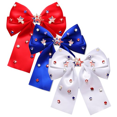 Patriotic Hair Bows 3PCS - Red White and Blue American Flag Hair Clips