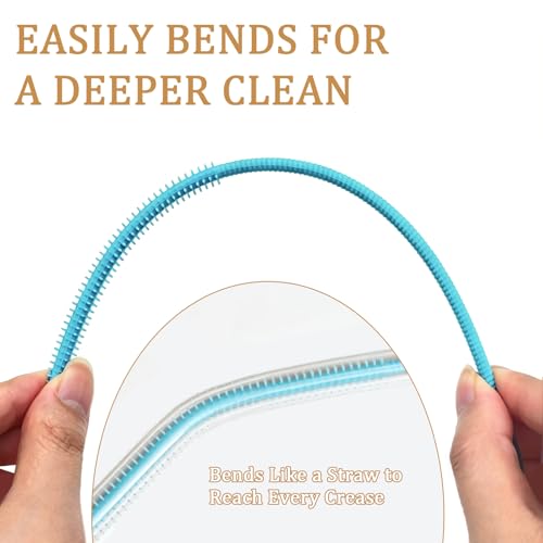 SHEHARUHI 4-Piece Silicone Straw Cleaning Brush Set - Grey & Blue