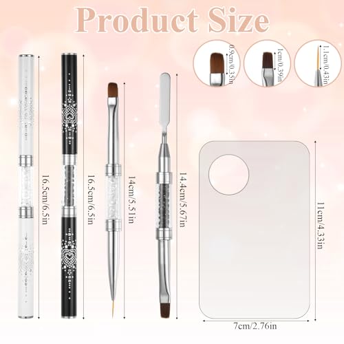 Macuezu 2 PCS Builder Gel Brushes with Palette Double Ended Nail Art Kit