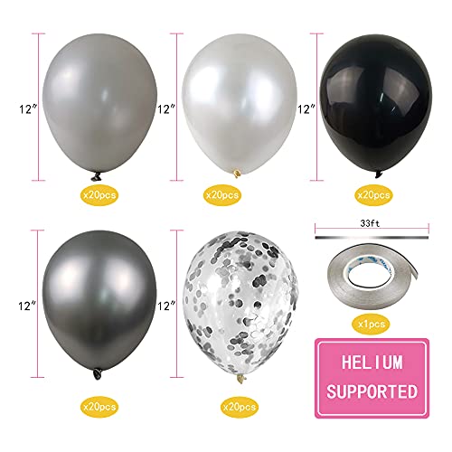 100pcs 12-Inch Metallic & Confetti Balloons for Party Decor