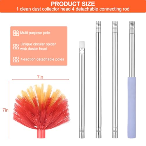 TOXYMHO Cobweb Duster with 59-inch Extension Pole for High Ceiling Cleaning