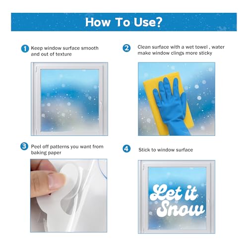 335 Pcs Snowflake Christmas Window Clings - Winter Decor Set