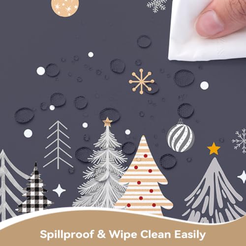 Christmas Pine Tree Snowflake Rectangle Table Cloth 60x84 Inch - Grey